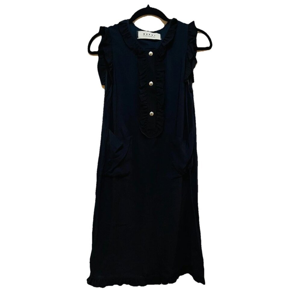 MARNI Winter Edition 2012 Dark Navy Blue Sleeveless Shift Dress Sz 2 (IT 38)